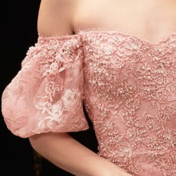 VIOLET OR Dusty rose MERMAID LACE FORMAL OFF SHOULDER MOTHER OF THE BRIDE DRESS - Picture 10 of 13